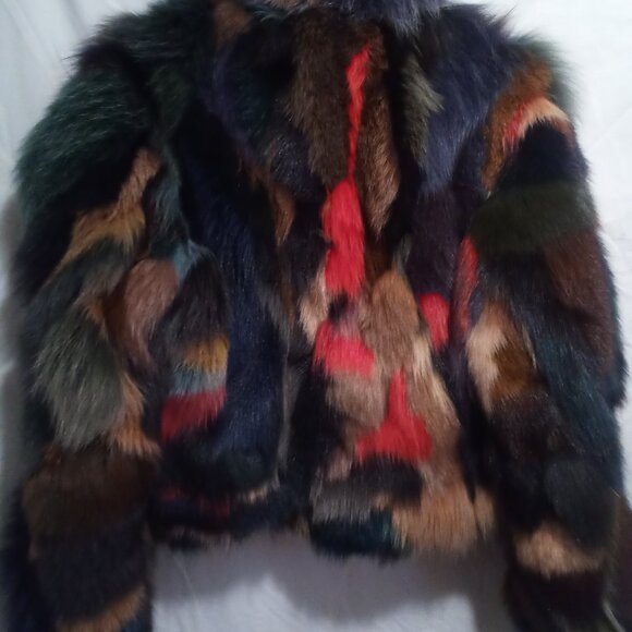 Fox fur colorful jacket and Matching Gloves - Picture 7 of 8